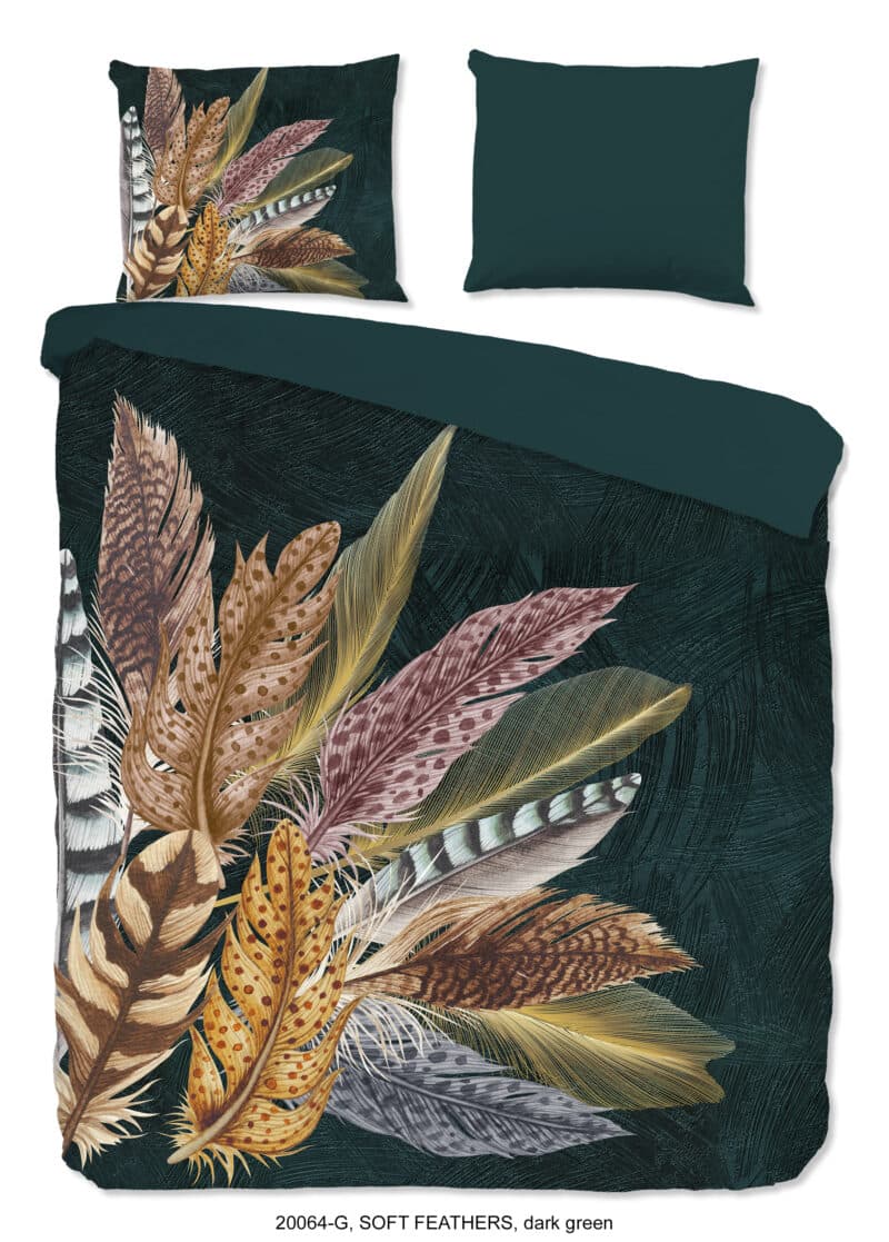 Good Morning Dekbedovertrek "veren" - Groen - (240x200/220 cm) - Katoen