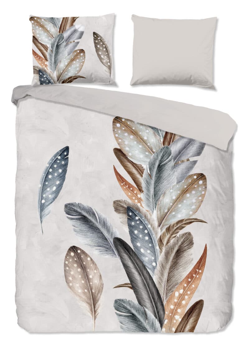 Good Morning Dekbedovertrek "veren" - Zand - (200x200/220 cm) - Katoen Flanel