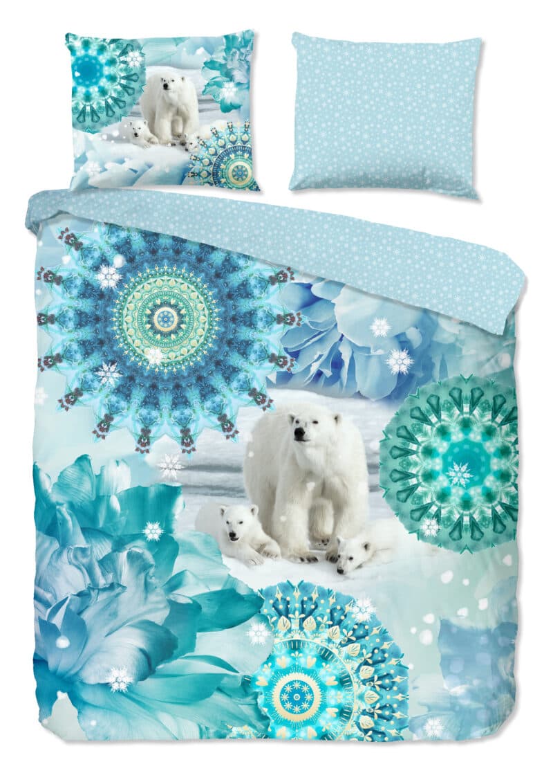 HIP Dekbedovertrek "mandala's en ijsberen" - Blauw - (200x200/220 cm) - Katoen Flanel