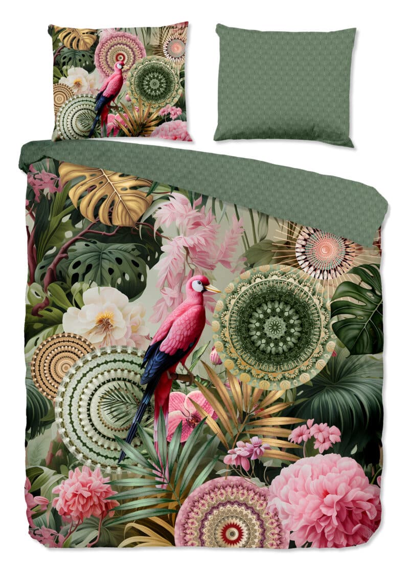 HIP Dekbedovertrek "mandalas, tropisch, bloemen" - Groen - (200x200/220 cm) - Katoen Satijn