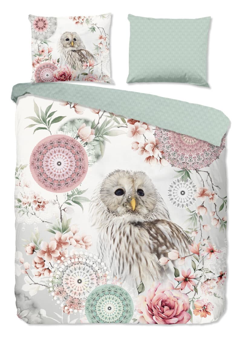 HIP Dekbedovertrek "mandalas & uil" - Wit - (200x200/220 cm) - Katoen Flanel