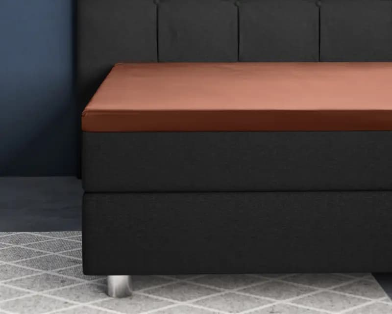 Primaviera Deluxe Topper Satijn Hoeslaken Bruin 180 x 200 cm