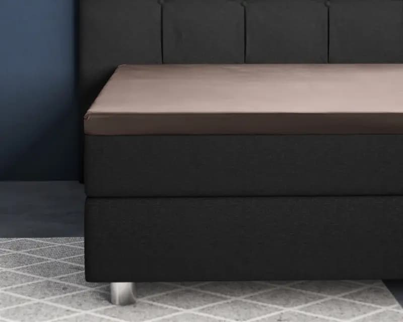 Primaviera Deluxe Topper Satijn Hoeslaken Taupe 140 x 200 cm