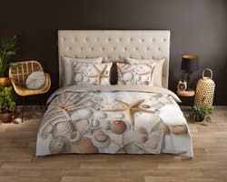 Good Morning dekbedovertrek strand/ zeester - 2 persoons 200x200/220 cm - Zand - 100% Katoen renforce