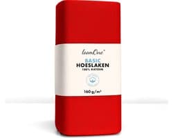 Loom One Hoeslaken – 100% Jersey Katoen – 160x200 cm – tot 23cm matrasdikte– 160 g/m² – Rood