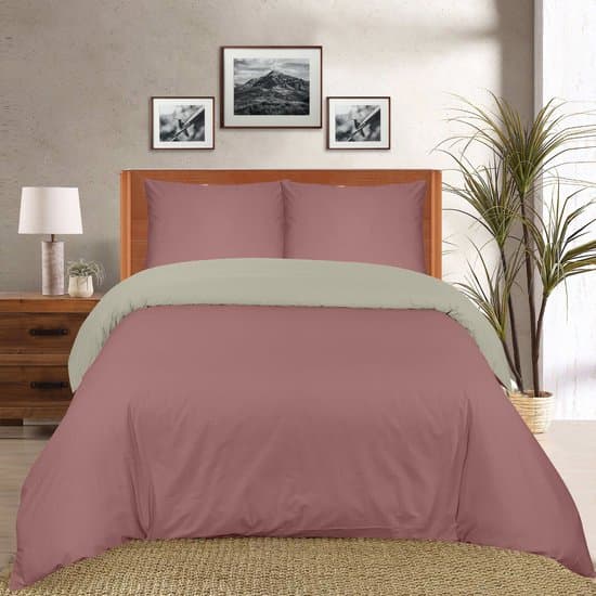 The Linen Collection - Dekbedovertrekset - Katoen Percale - dubbelzijdig- Dusty Pink/Beige - 240x220