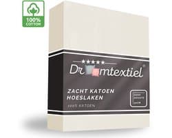 Droomtextiel Zacht Katoenen Hoeslaken Ivoor 180x200 cm - Hoge Hoek - Perfecte Pasvorm - Heerlijk Zacht