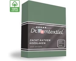 Droomtextiel Zacht Katoenen Hoeslaken Groen 180x200 cm - Hoge Hoek - Perfecte Pasvorm - Heerlijk Zacht