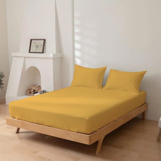 Dreamers Den - Hoeslaken - 100% Katoen Percaline - Katoen - Goud Geel - 180x200 cm - 28cm Hoekhoogte