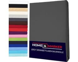 Home & Marker - Hoeslaken - Fitted Sheet - Matras Overtrek - Beddengoed - Bed Sheet - Grijs - 160x200 cm - COTSHE