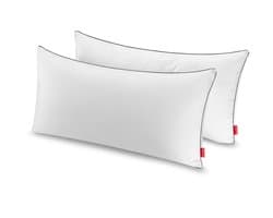 Blumtal Kussen Uno - Hoofdkussen met aanpasbare vulling - 100 % Microvezel - 40 x 80cm - Met Bies - Set van 2