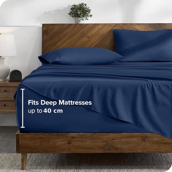 BOTC Hoeslaken - 180x200 cm - 40cm Matrasdikte - Het Ultieme Zachte Hoeslaken - 140 g/m² - 1 Stuk - Donkerblauw