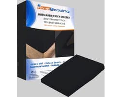 Premium hoeslaken- jersey-100% katoen -stretch- 2Persoons-160x200+ 30cm Hoekhoogte - Zwart