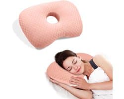 Piercing Kussen - Oorkussen - Donut Kussen met Gat Voor Oor - Hoofdkussen Zijslaper - Ringkussen - Oorpijn Verlichten - Voor Iedere Slaaphouding - Orthopedisch Hoofdkussen - Oordoppen Slapen - Hoofd Kussen - Zijslaapkussen - Piercingkussen - Roze