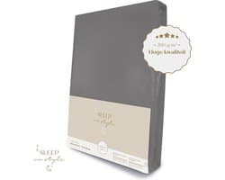 Hoge hotelkwaliteit Jersey Hoeslaken voor Matras - 180x200 t/m 200x220 cm - (tot 40 cm hoogte) – 260 grams -Donkergrijs
