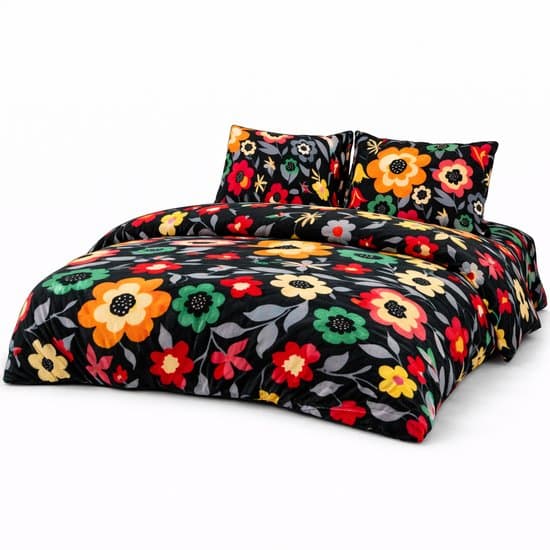 Zachtbeddengoed.nl – Dubbelzijdig Velvet Dekbedovertrek – 240x200 cm - 240x220 cm – Bloemen - Print - Zacht & Warm