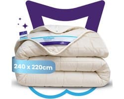 Slaapspeciaal | Luxe 4-Seizoenen Wollen Dekbed - 100% Australische Scheerwol | 240x220 cm - Zomer én winterdekbed – Lits Jumeaux - Extra Lang 220 cm – Ademend & Natuurlijk Slaapcomfort