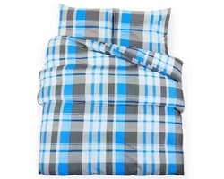 Dekbedovertrekset | Beddengoed 200x200 cm katoen blauw en grijs
