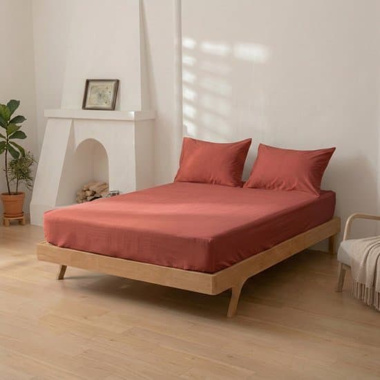 Dreamers Den - Hoeslaken - 100% Katoen Percaline - Katoen - Brique - 180x200 cm - 28cm Hoekhoogte