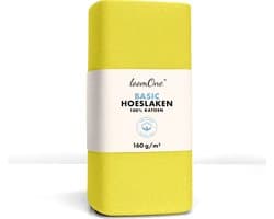 Loom One Hoeslaken – 100% Jersey Katoen – 160x200 cm – tot 23cm matrasdikte– 160 g/m² – Geel