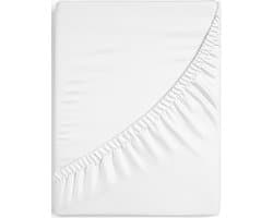 Dreamers Den - Premium Jersey Elestaan - Biologisch Katoen - Hoeslaken - Wit - 160x200 cm - 35 cm hoekhoogte
