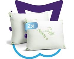 Slaapspeciaal Hoofdkussen – Bamboe Hoofdkussen Set van 2 – Hoofdkussen Nekklachten | 50x70 cm – Hotelkwaliteit – Navulbaar – Ultrasonic Holle Vezelvulling – Ademend & Anti-Allergisch – Geschikt voor rug-, zij- en buikslapers