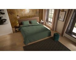 Pure dekbedovertrek geometrische print - 2 persoons 200x200/220 cm - Olijfgroen - Microvezel