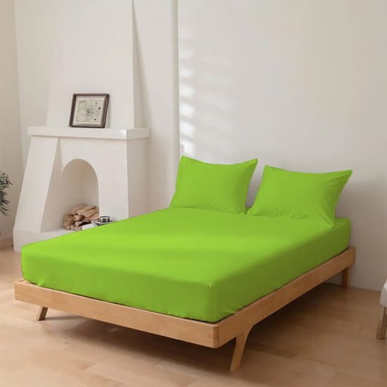 Dreamers Den - Hoeslaken - 100% Katoen Percaline - Katoen - Appelgroen - 180x200 cm - 28cm Hoekhoogte