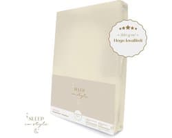 Sleep in Style - Hoge hotelkwaliteit Jersey Hoeslaken voor Matras - 180x200 t/m 200x220 - (tot 40 cm hoogte) – 260 grams -Champagne Creme