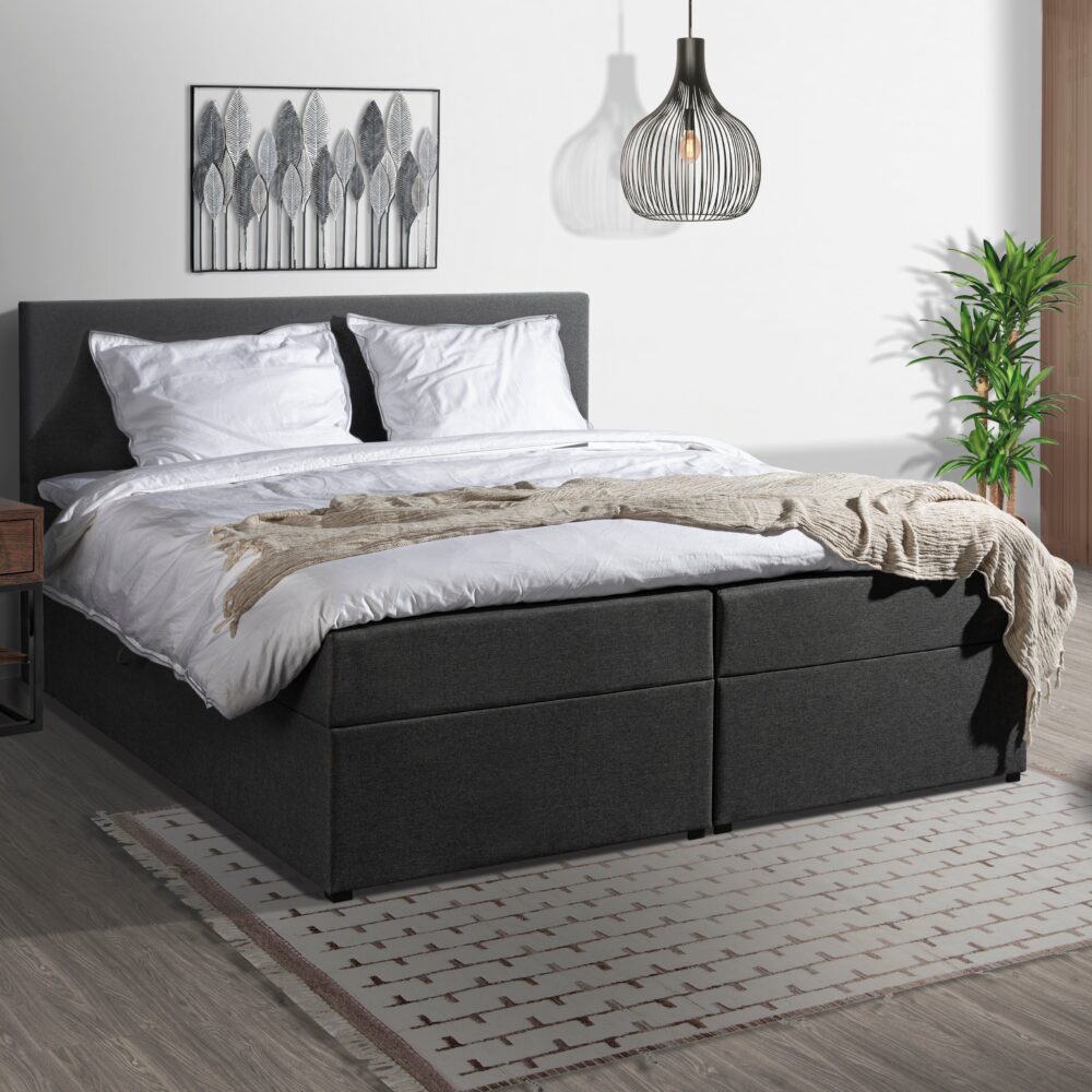 BudgetBed - Washington Boxspring - Antraciet - 180 x 200 / met montage / GRATIS levering