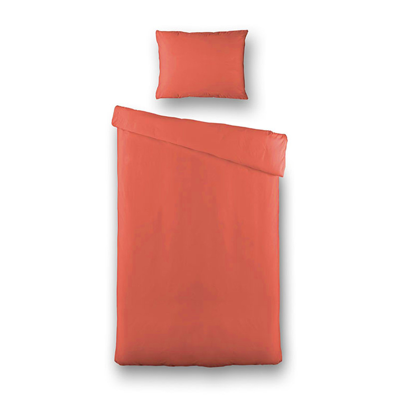 Dekbedovertrek Percale - Eenpersoons (140x200 cm) - Rood Percale katoen - Dessin: Effen - Presence - Dekbed-Discounter.nl