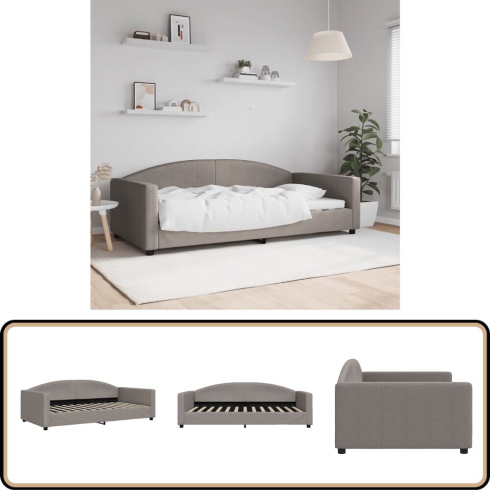 vidaXL Slaapbank - 100x200 cm - Stof - Taupe Slaapbank - Tweepersoonsbed - Daybed - Lounge Sofa - Stoffen Bank