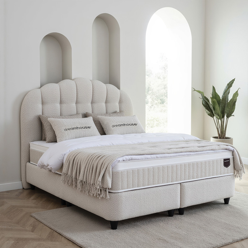 2-Persoons Boxspring met Opbergruimte - Gradia - Beige 180x200 cm - Pocketveringen - Inclusief Topper - Dekbed-Discounter.nl