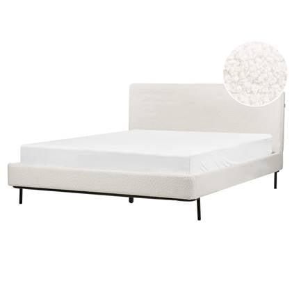 Beliani - CORIO - Tweepersoonsbed - Wit - 160 x 200 cm - Bouclé