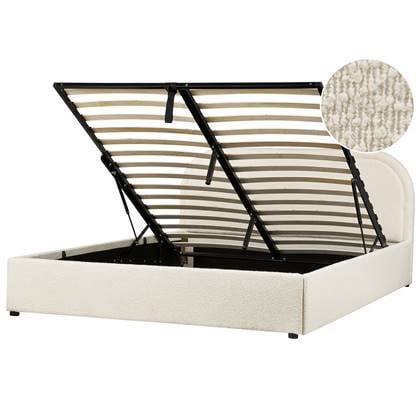 Beliani-QUILLIEN-Bed met opbergruimte-Beige-160 x 200 cm-Polyester