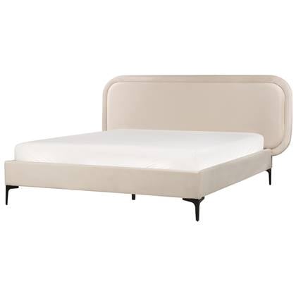 Beliani-SUZETTE-Tweepersoonsbed-Lichtbeige-140 x 200 cm-Polyester