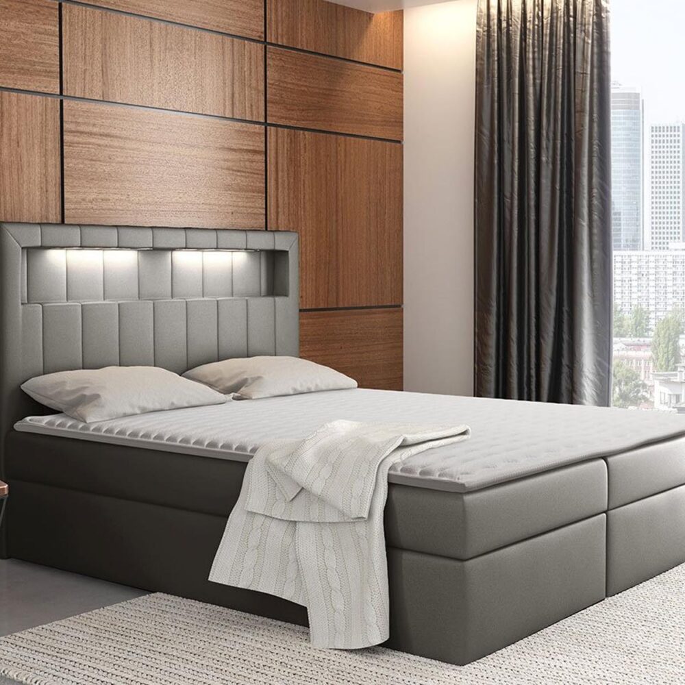 Boxspring ASPYRA 140x200 cm donkergrijs