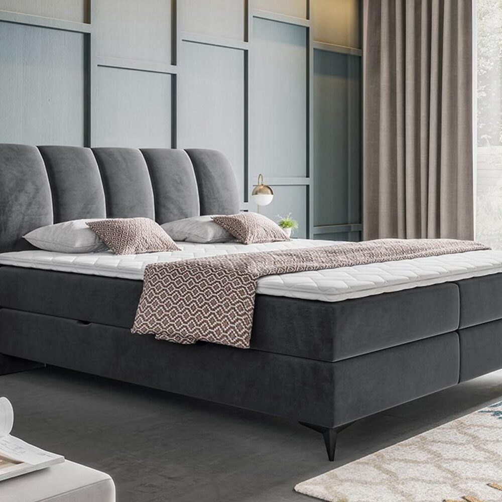 Boxspring FOGACHIA 160x200 cm grijs