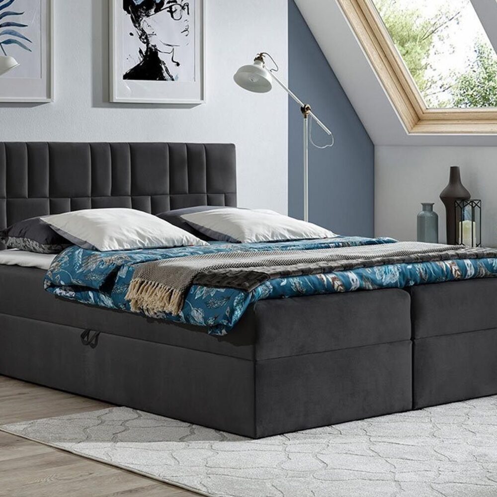 Boxspring TITEMA 160x200 cm donkergrijs