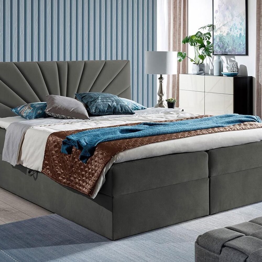 Boxspring TOPAMOU 160x200 cm grijs