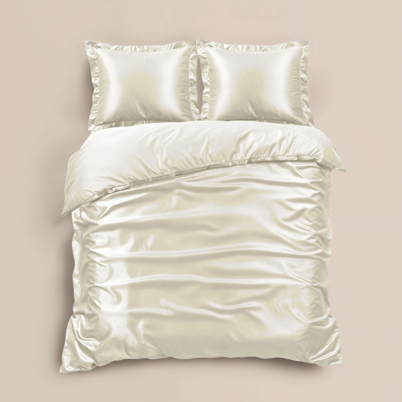 Dekbedovertrek Glossy - Lits-Jumeaux (240x220 cm) - Creme Microvezel - Dessin: Effen - Sleeptime - Dekbed-Discounter.nl