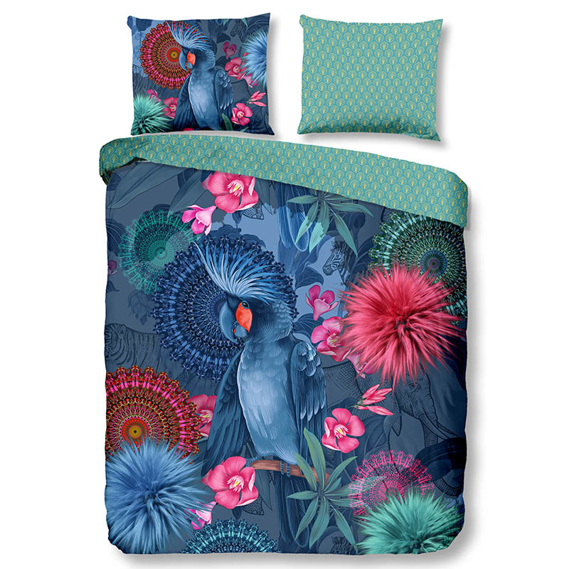 Dekbedovertrek HIP - Lits-Jumeaux (240x220 cm) - Blauw Katoen-satijn - Dessin: Patroon, Dieren, Natuur - HIP - Dekbed-Discounter.nl