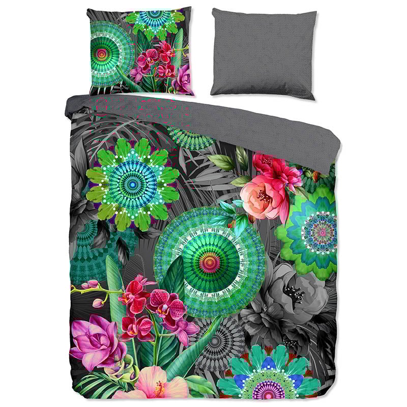 Dekbedovertrek Katoen - Lits-Jumeaux (240x220 cm) - Meerkleurig Katoen-satijn - Dessin: Bloemen, Patroon, Natuur - HIP - Dekbed-Discounter.nl