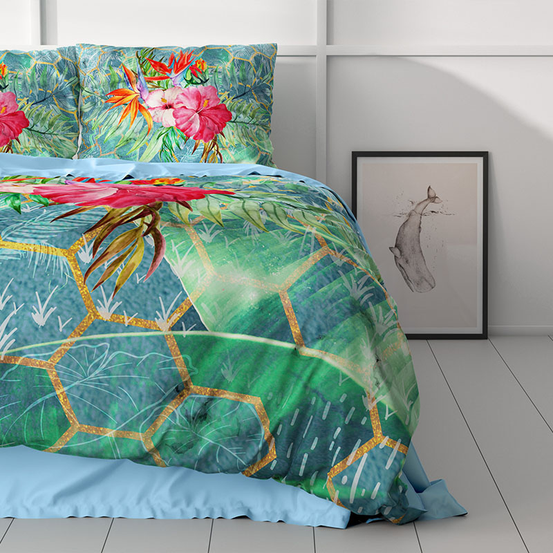 Dekbedovertrek Nadin - Eenpersoons (140x200 cm) - Meerkleurig Microvezel (Polyester) - Dessin: Bloemen - Manilla - Dekbed-Discounter.nl