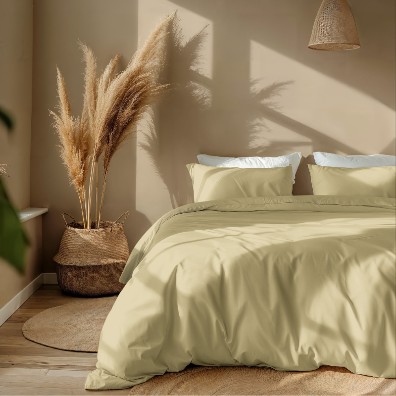 Dekbedovertrek Percale - Eenpersoons (140x200 cm) - Geel Percale katoen - Dessin: Effen - Presence - Dekbed-Discounter.nl