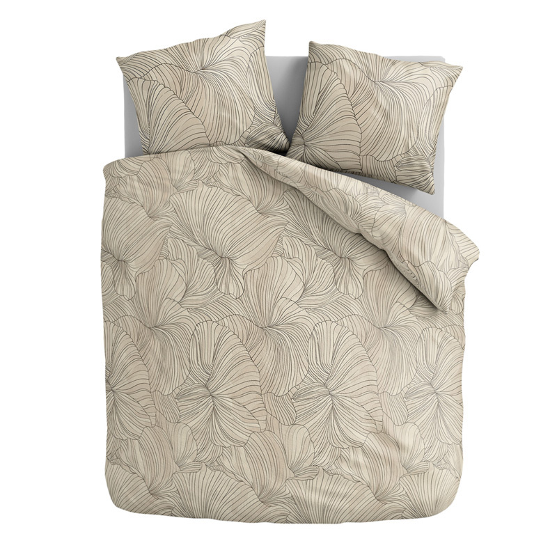 Dekbedovertrek Petal Lines - Lits-Jumeaux (240x220 cm) - Beige Microvezel - Dessin: Patroon - Zydante - Dekbed-Discounter.nl
