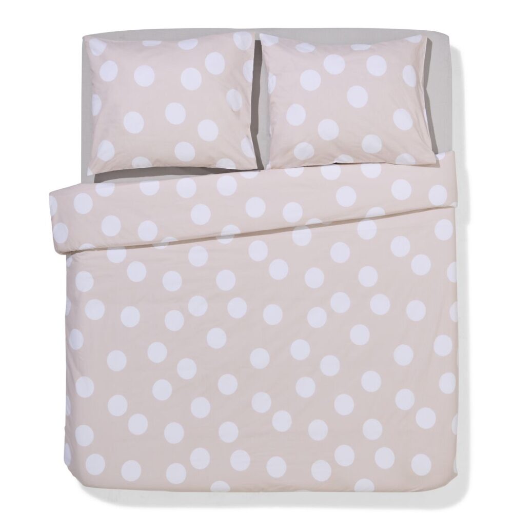 HEMA Dekbedovertrek 240x220cm Zacht Katoen Stippen Greige (beige)