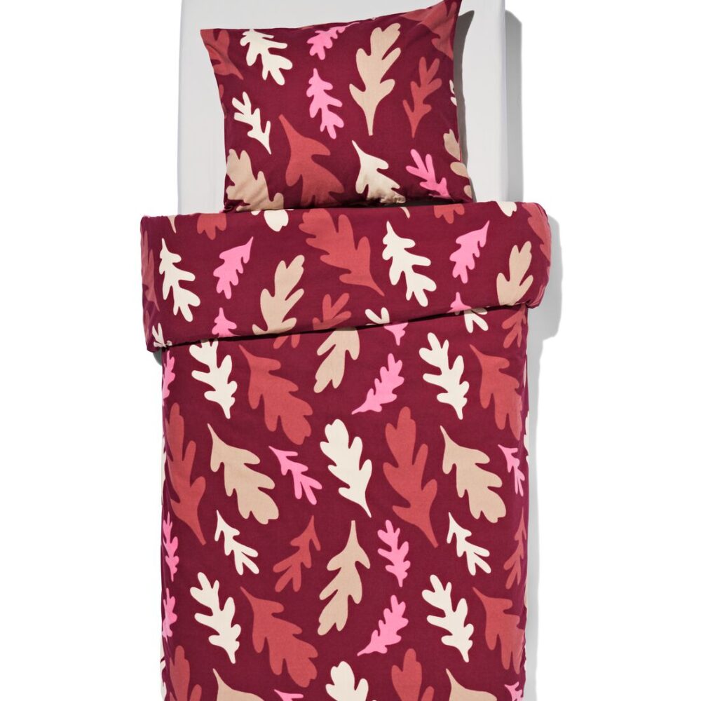 HEMA Dekbedovertrek Flanel 140x200/220 Bladeren Rood (rood)
