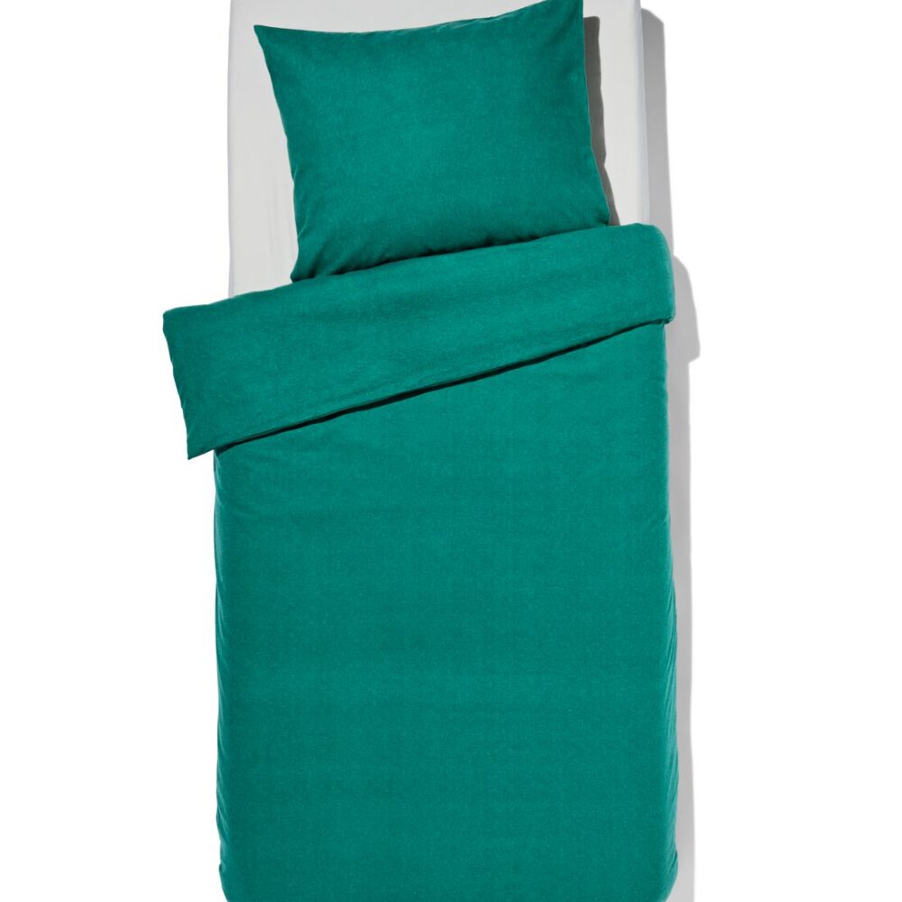 HEMA Dekbedovertrek Flanel 140x200/220 Melange Donker Groen (donkergroen)