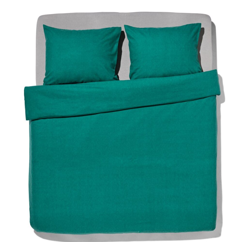 HEMA Dekbedovertrek Flanel 200x200/220 Melange Donker Groen (donkergroen)